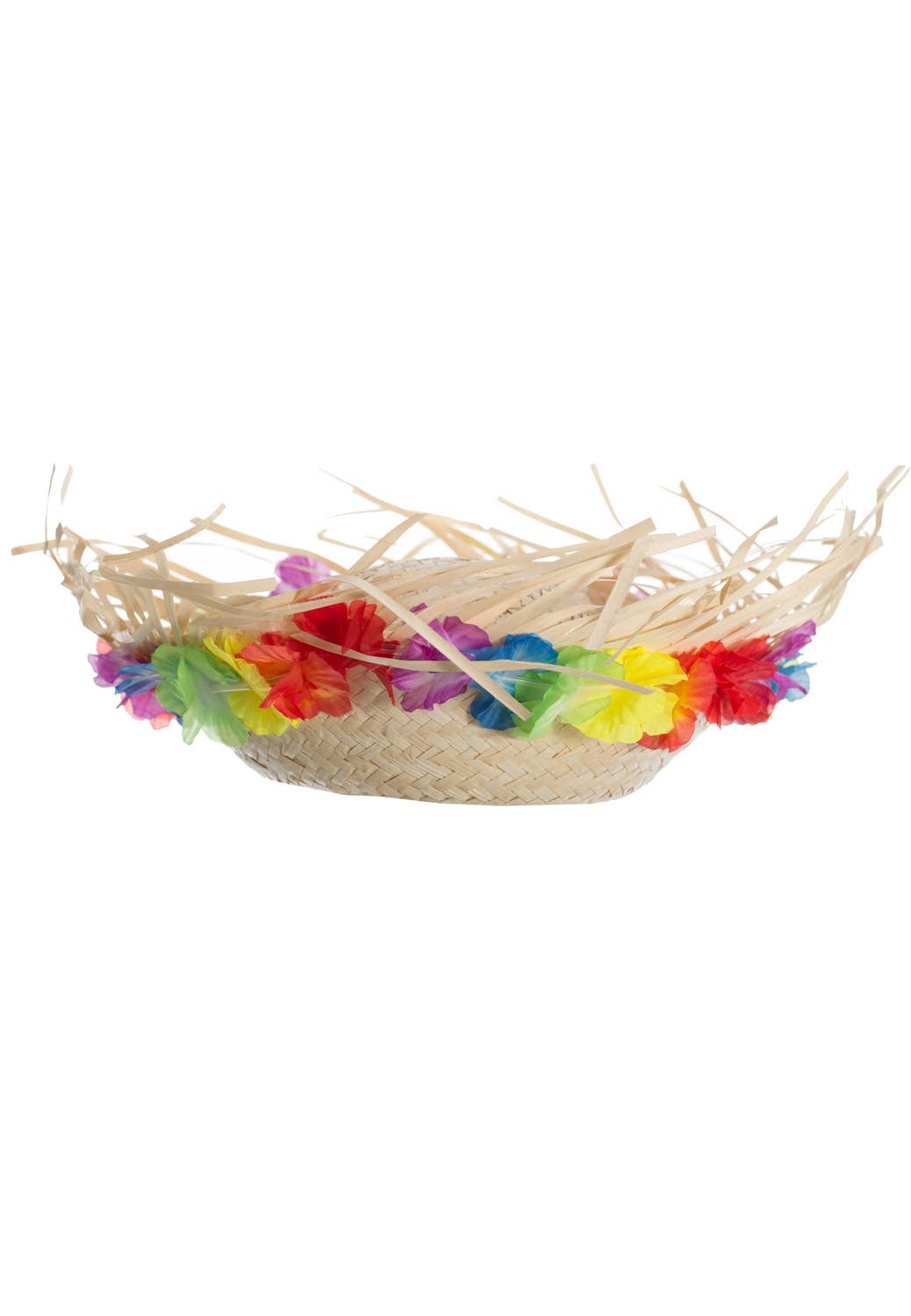 Straw Hawaiian Hat with Multicoloured Flowers Main Image