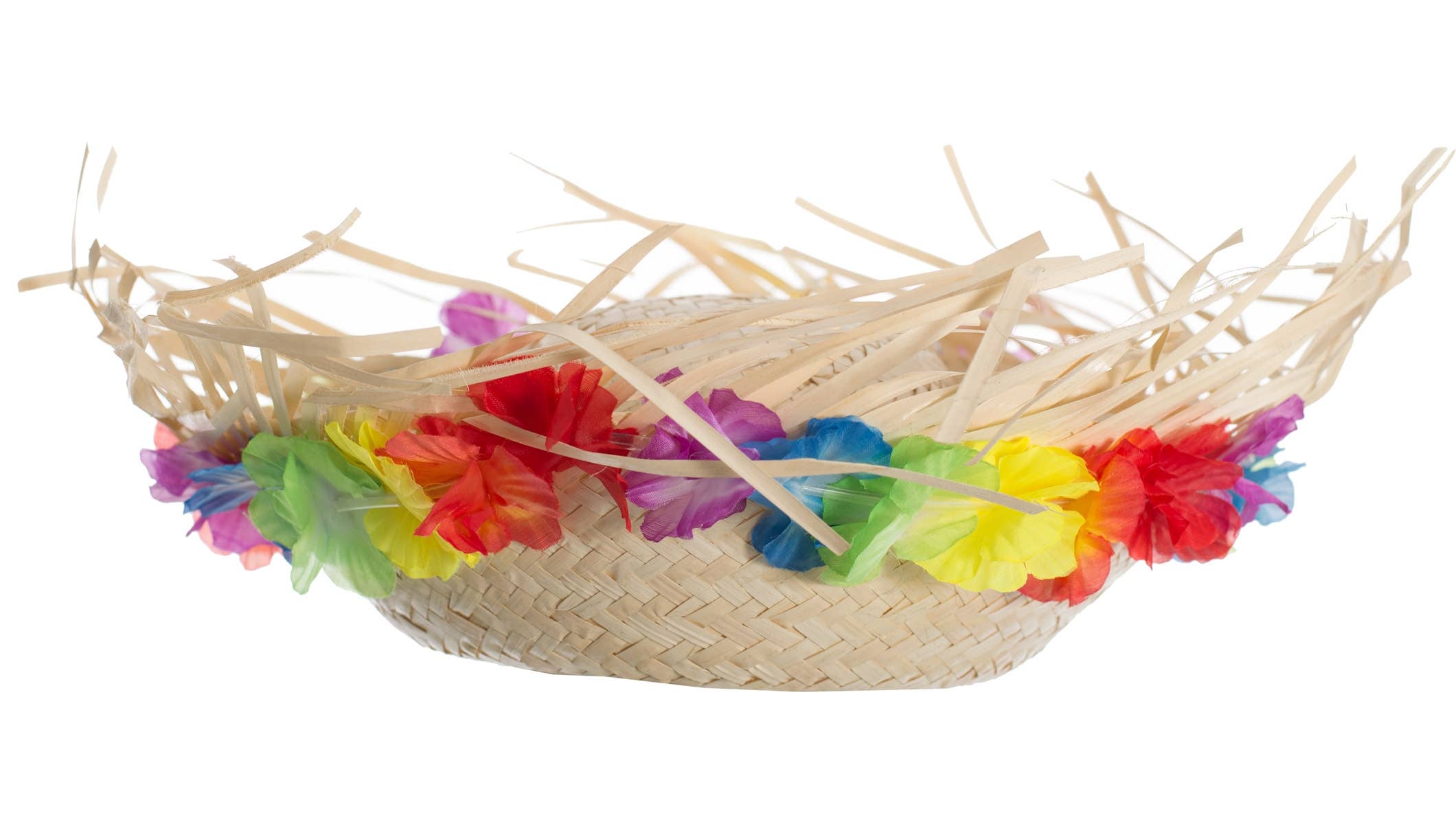 Straw Hawaiian Hat with Multicoloured Flowers Alternate Image