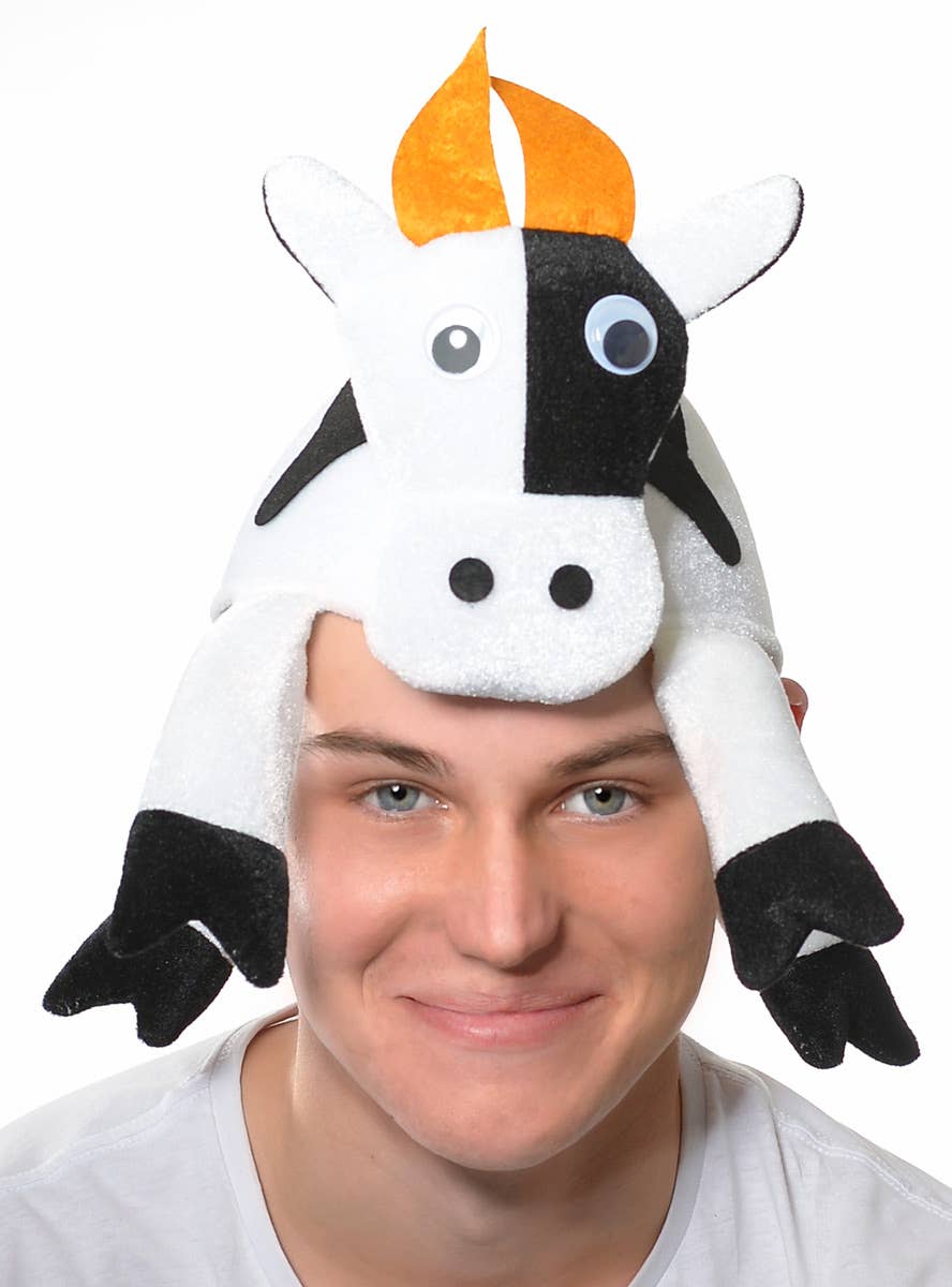 Plush Farm Cow Adults Hat | Cow Funny Costume Hat