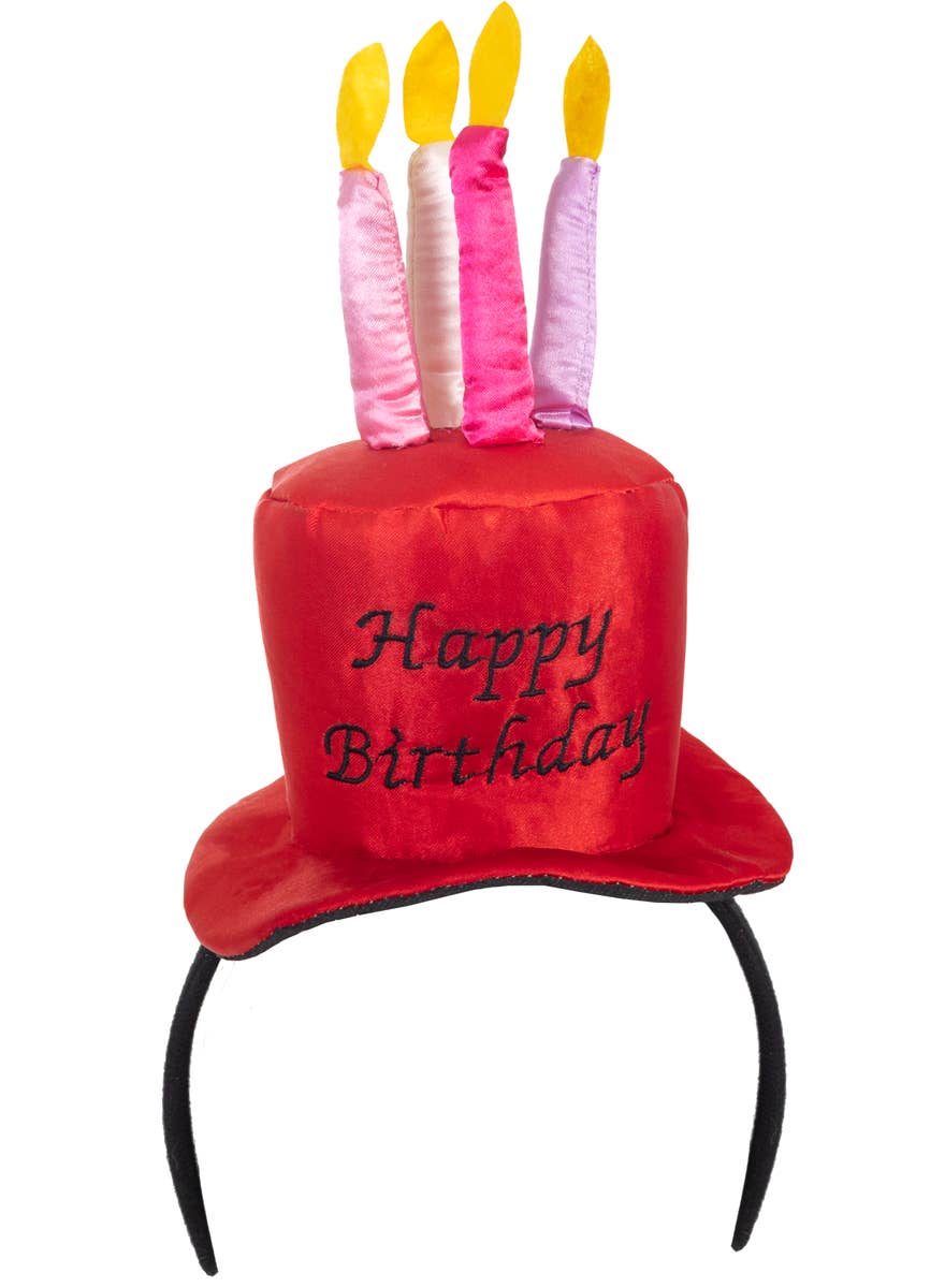 Red Mini Birthday Cake with Candles Top Hat