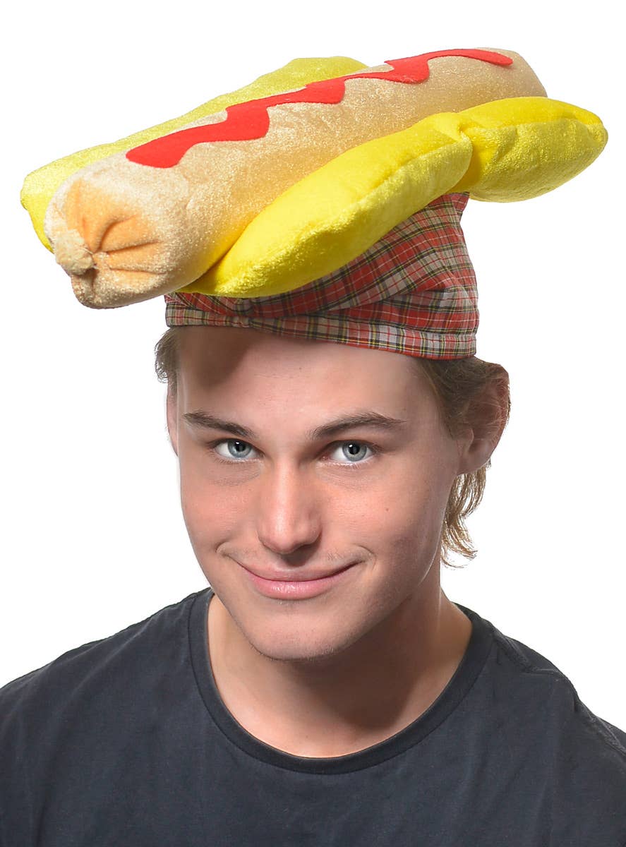 Funny Deluxe Plush Hot Dog Novelty Food Hat - Main Image