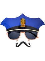 Novelty Cop Police Glasses with Attached Hat and Moustache Funny Costume Accessory