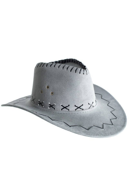 Cowboy Faux Suede Grey Unisex Costume Accessory Hat Main Image