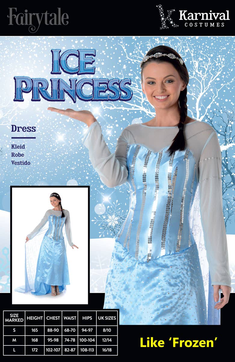 Women's Ice Princess Elsa Fancy Dress Costume Packaging Image