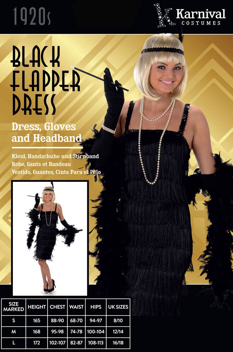 Women's Black Flapper Fancy Dress Costume Packaging Image