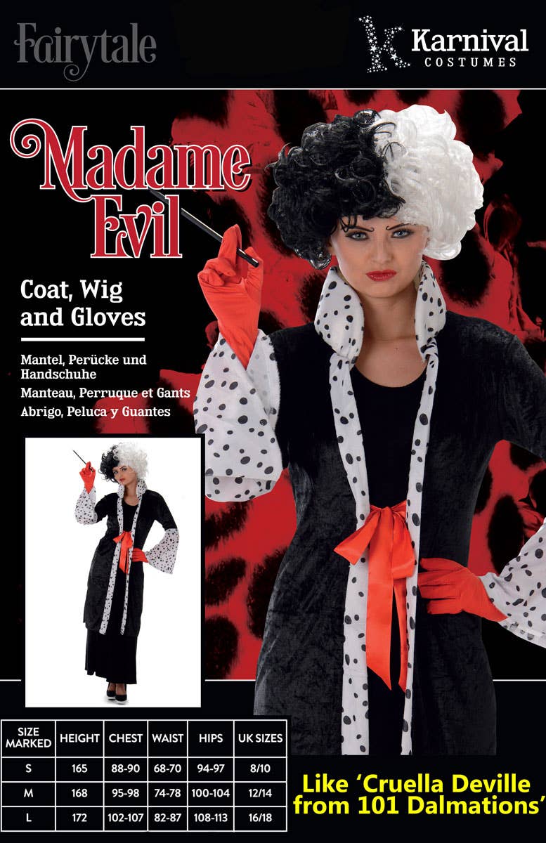 Cruella De Vil Women's Fancy Dress Costume Packaging Image