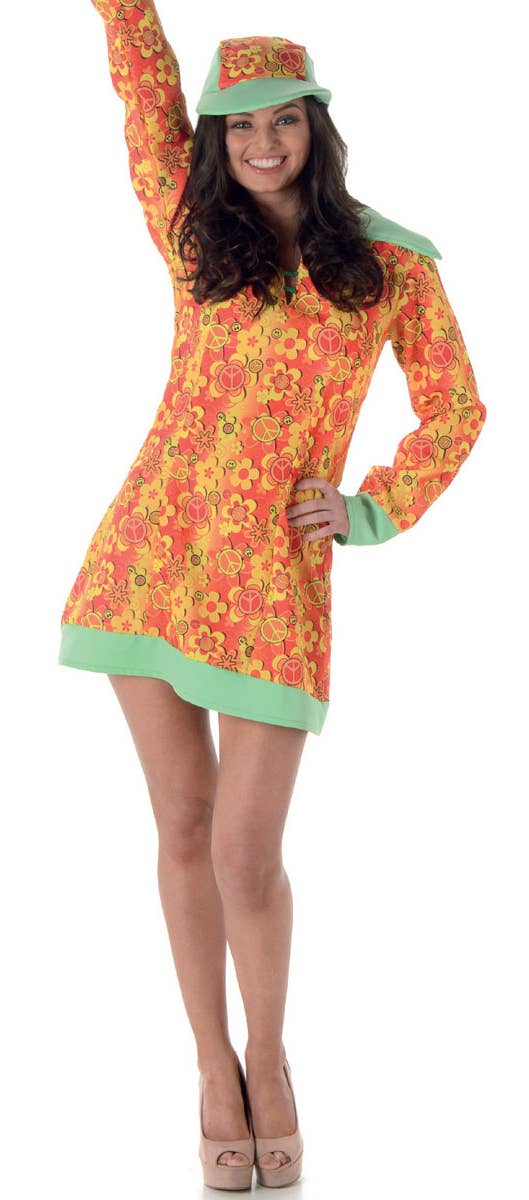 Women's Retro 60's Hippie Costume close up