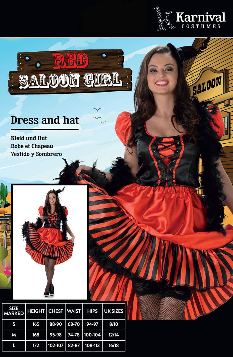 Red and Black Womens Wild West Facny Dress Costume - Packet Image