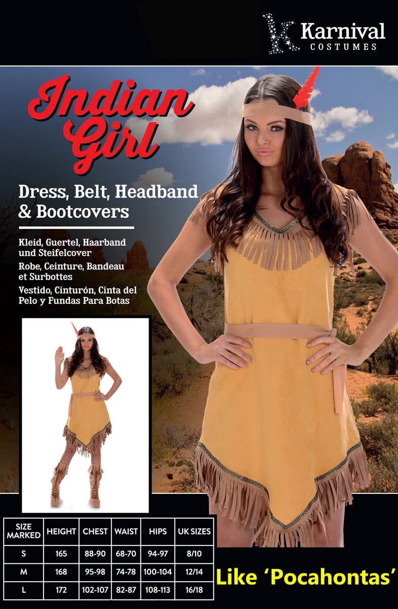 Women's Pocahontas Fancy Dress Costume Packaging Image