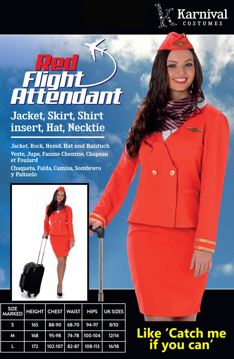 Retro Red 40's Flight Attendant Costume for Women - Packaging Image