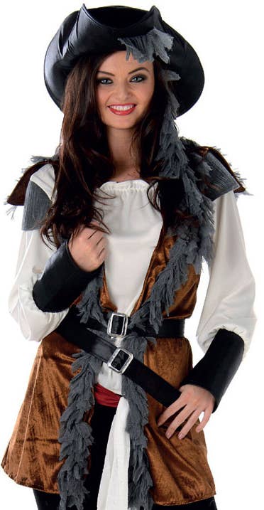Women's Pirate Buccaneer Fancy Dress Costume Close Up Image 2