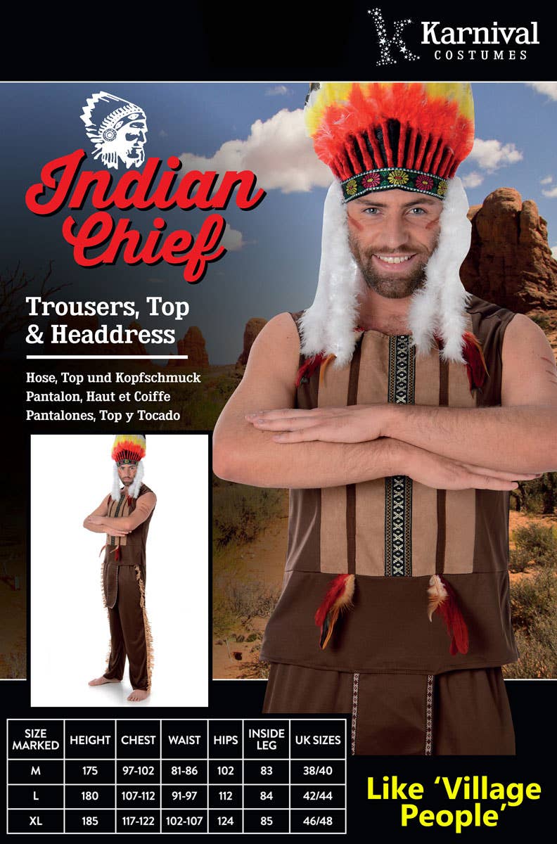 Village People Men's American Indian Costume Packaging Image