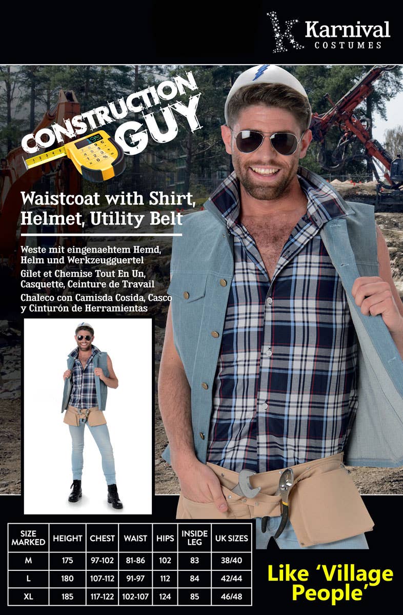 Construction Worker Men's Fancy Dress Costume Alternative Image