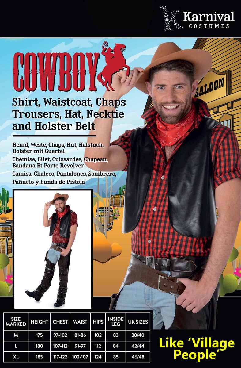 Men's Wild West Cowboy Costume - Packaging Image