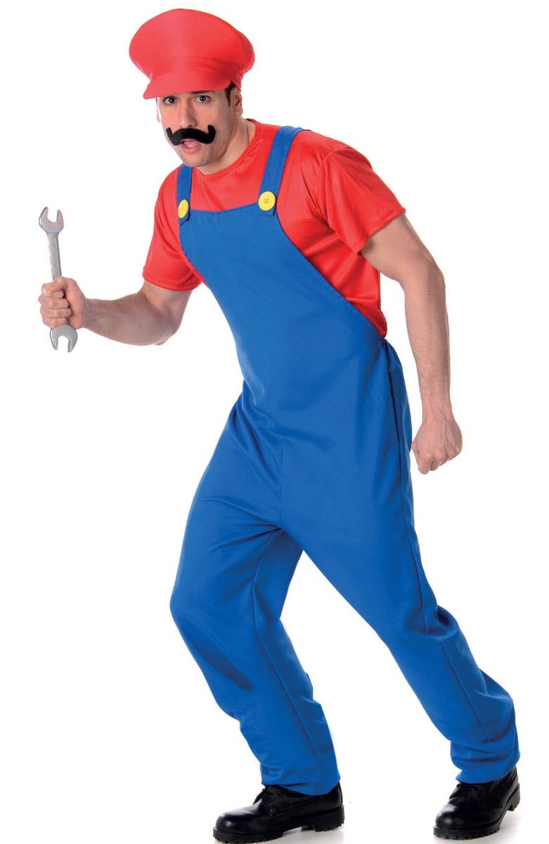 Red Plumber Men's Mario Video Game Costume Alternate Image 2