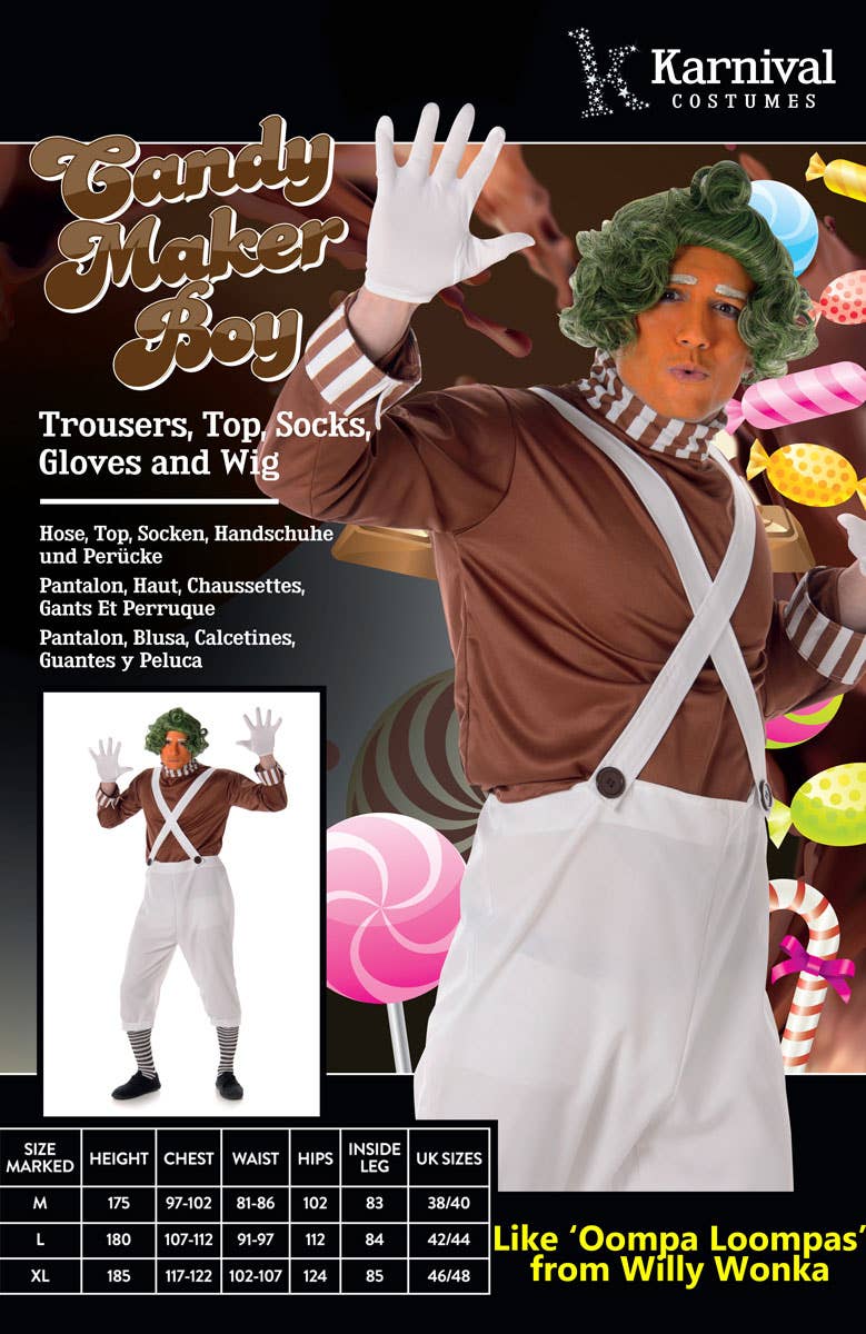 Men's Brown Candy Maker Costume Packaging Image