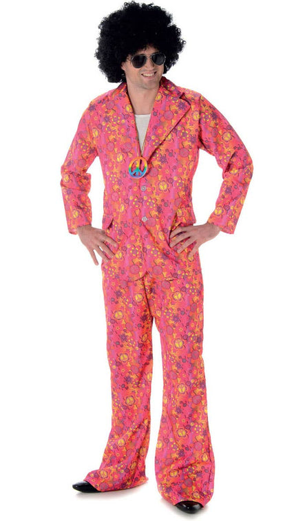 Men's 1970's Pink Hippie Suit Costume Main Image