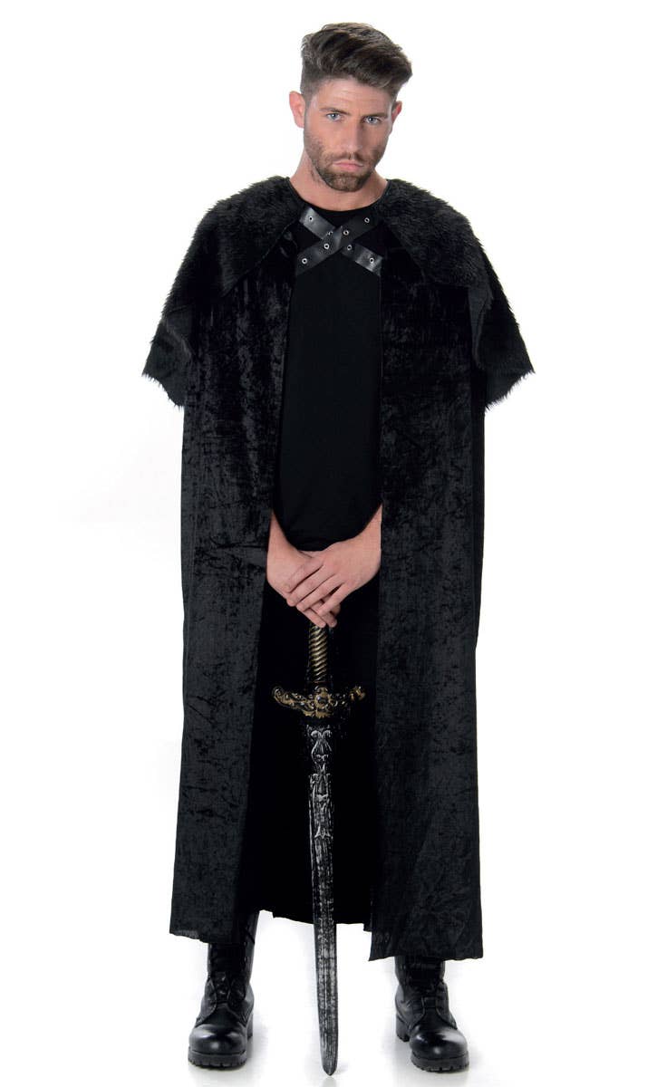 Medieval Black Fur Adults Costume Cape