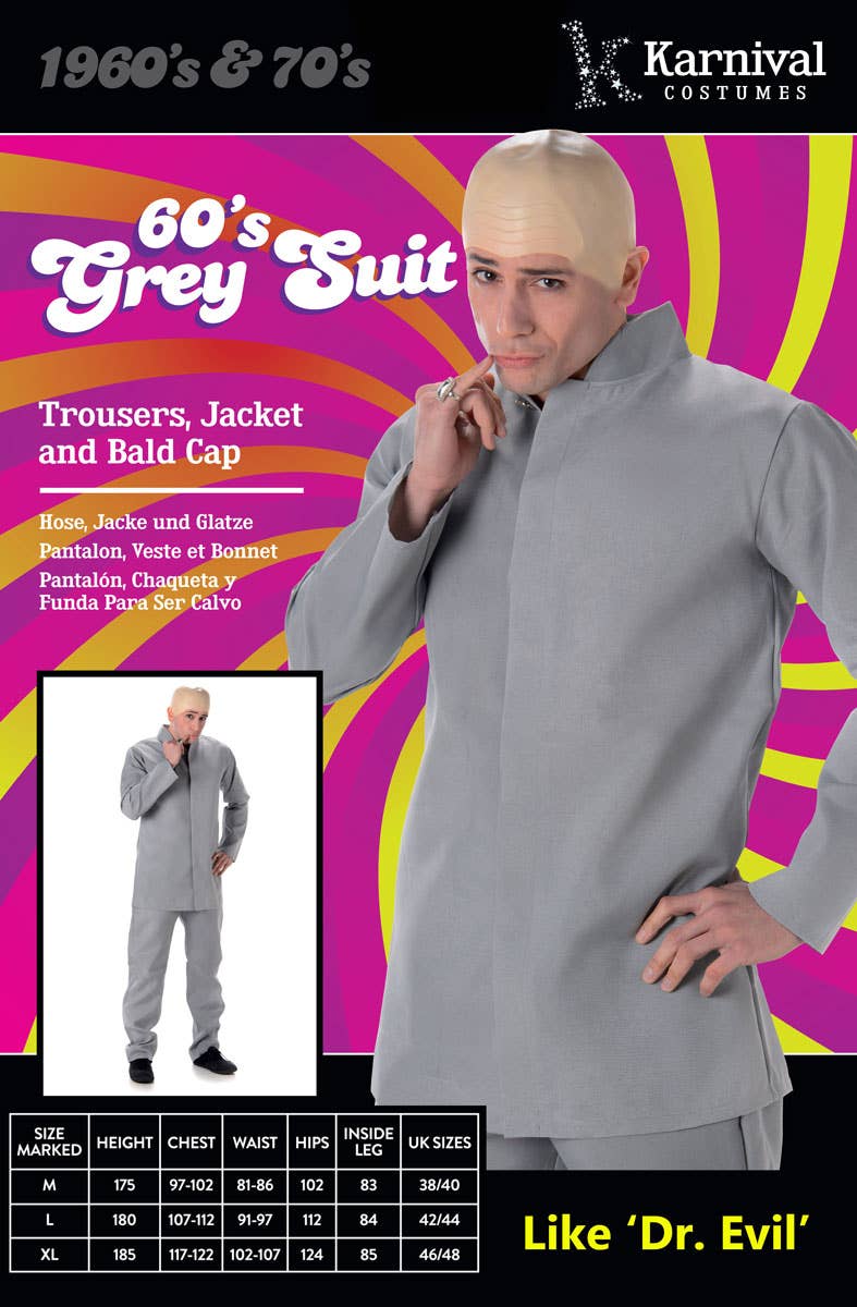 Dr Evil Men's Austin Powers Costume Packaging Image