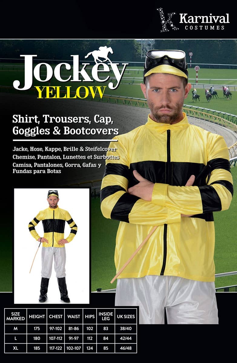 Men's Yellow Jockey Fancy Dress Costume Alternate Image