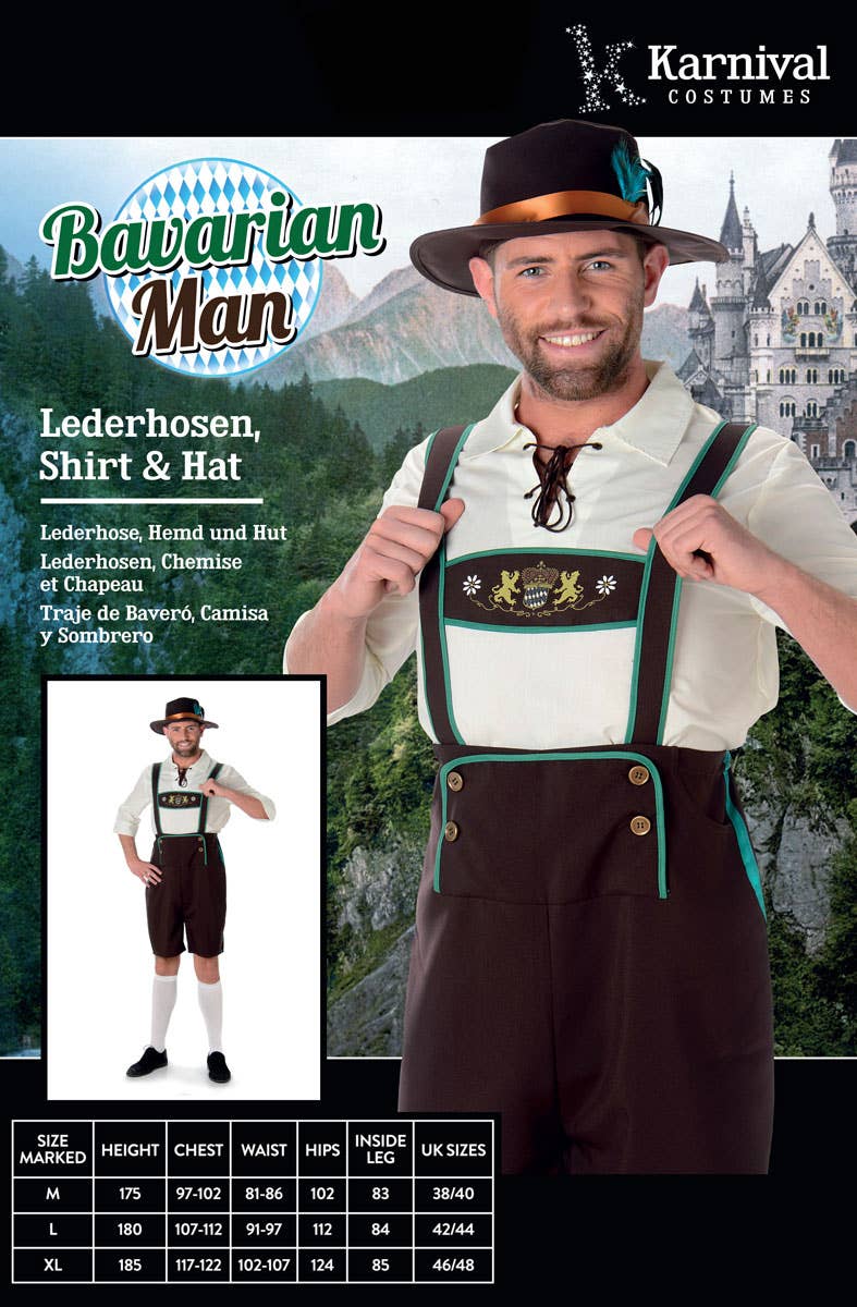 Men's Oktoberfest Lederhosen Fancy Dress Costume Packaging Image