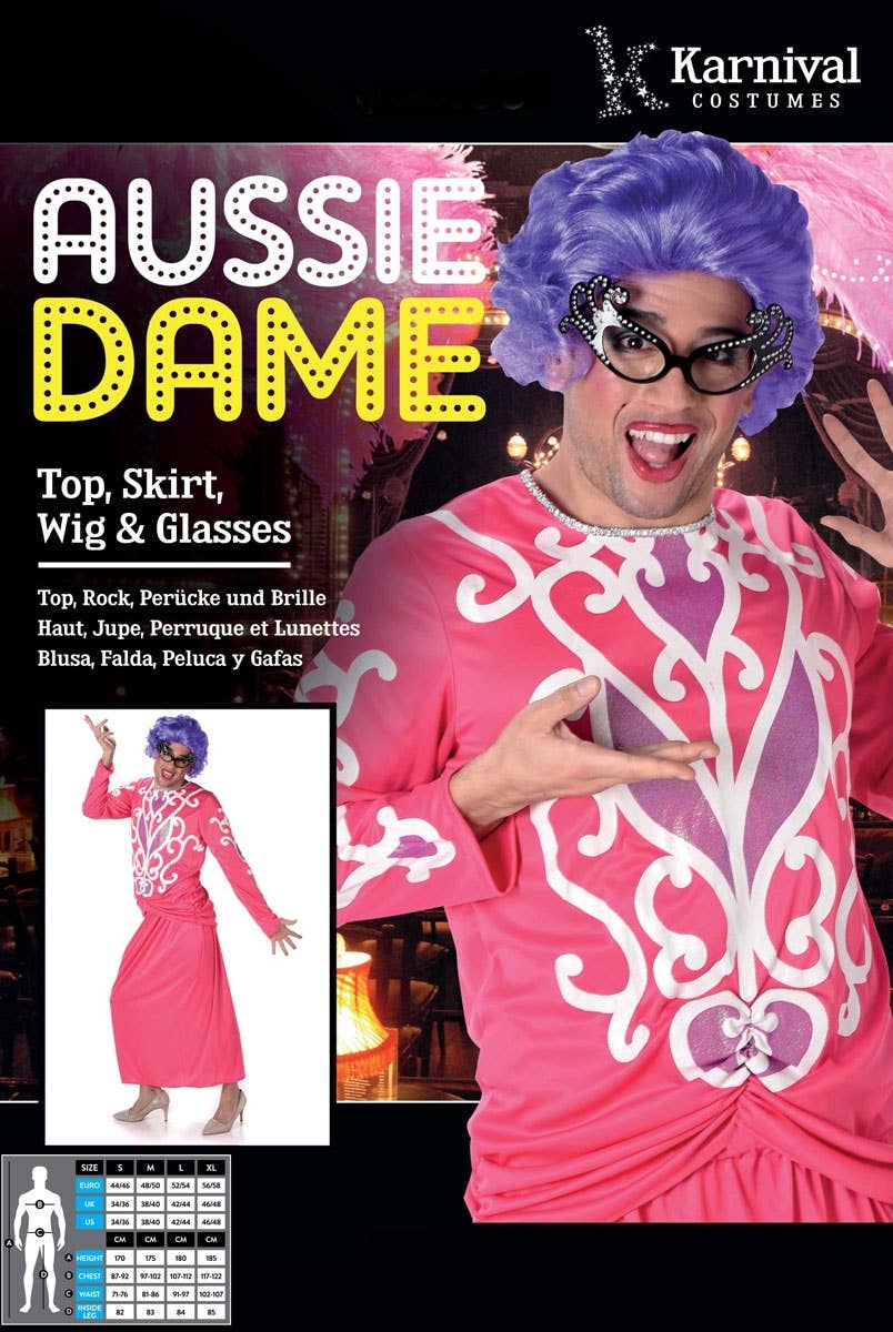 Aussie Icons Costumes Dame Edna Everage Men's Fancy Dress Costume - Packet Image