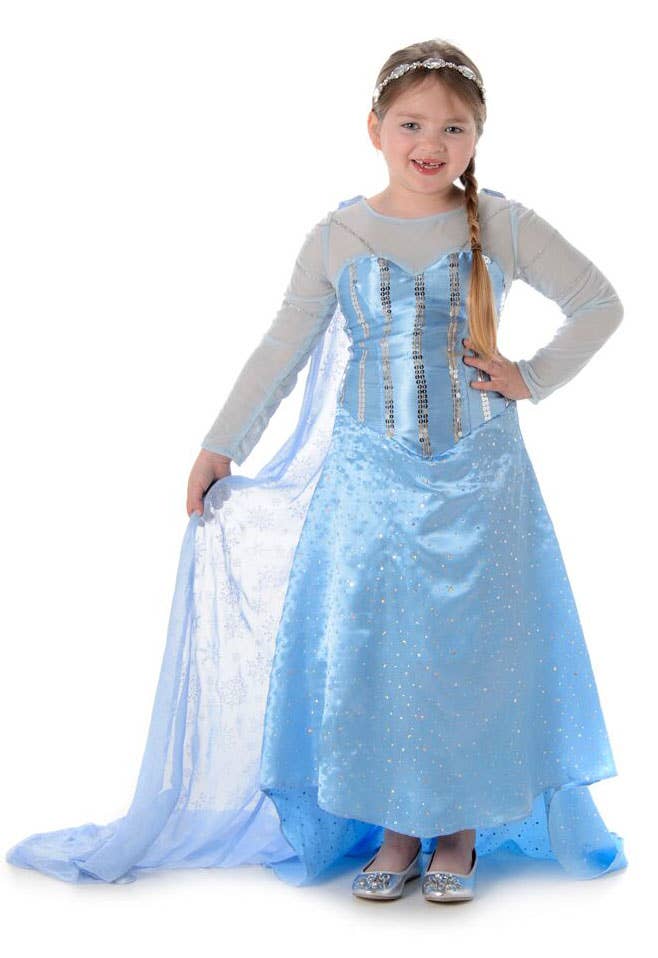 Girls Ice Princess Elsa Fancy Dress Costume Main Image