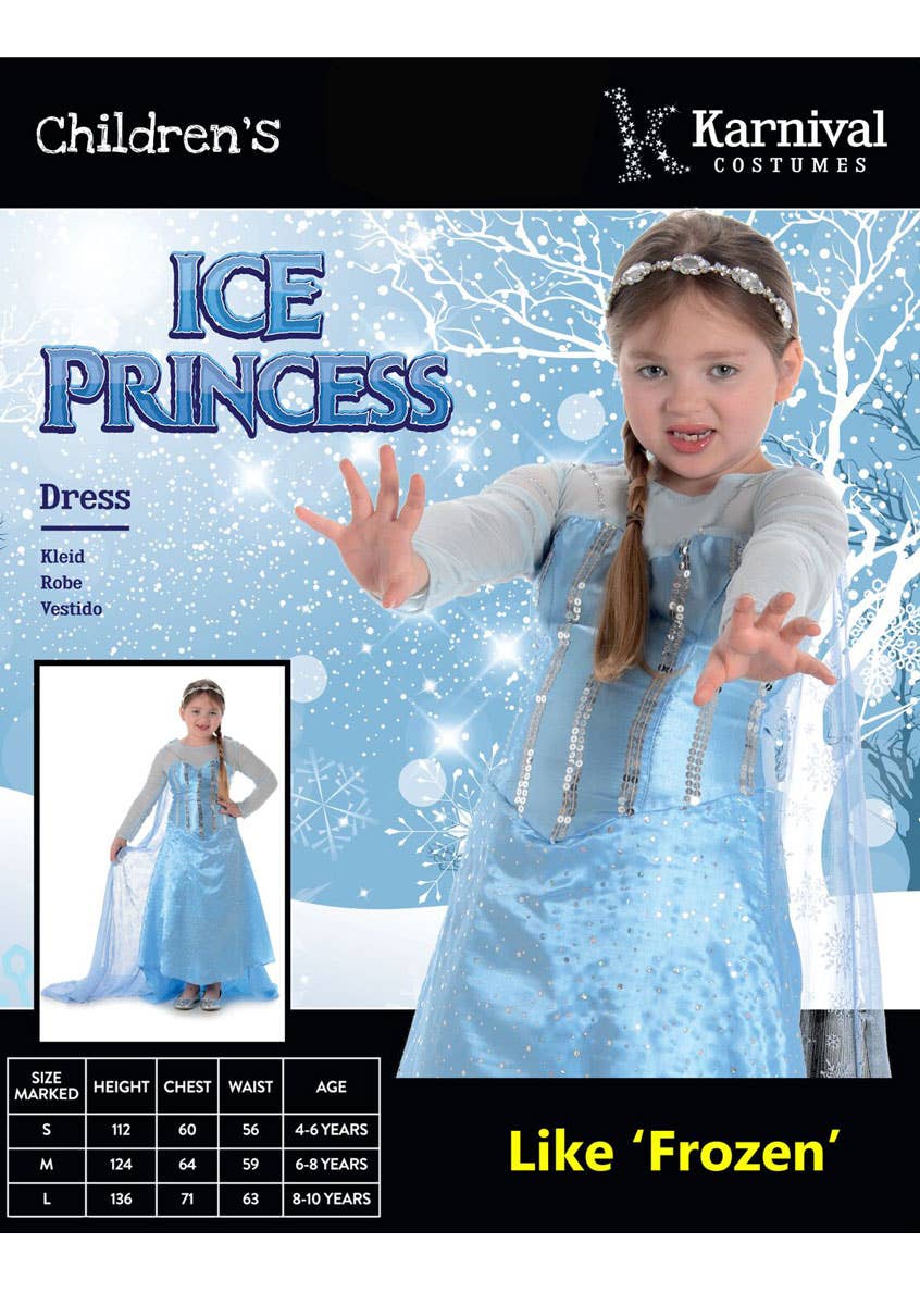 Girls Ice Princess Elsa Fancy Dress Costume Packaging Image