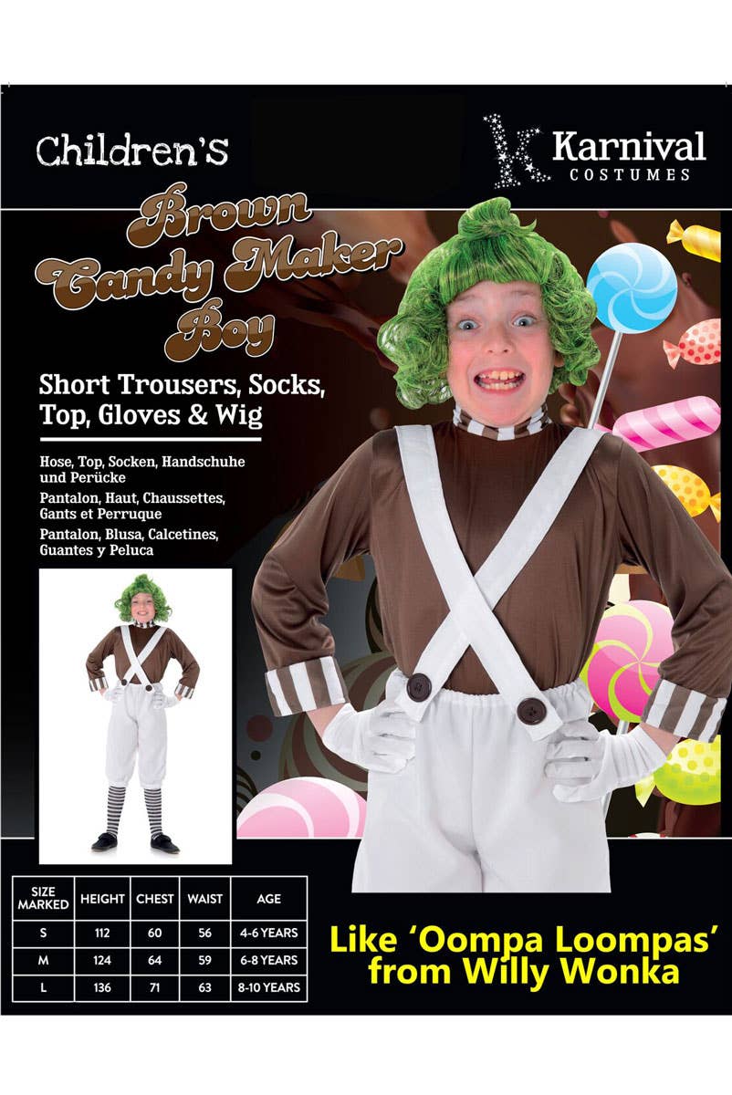 Brown Candy Maker Oompa Loompa Boys Costume | KIDS BOOK WEEK COSTUMES