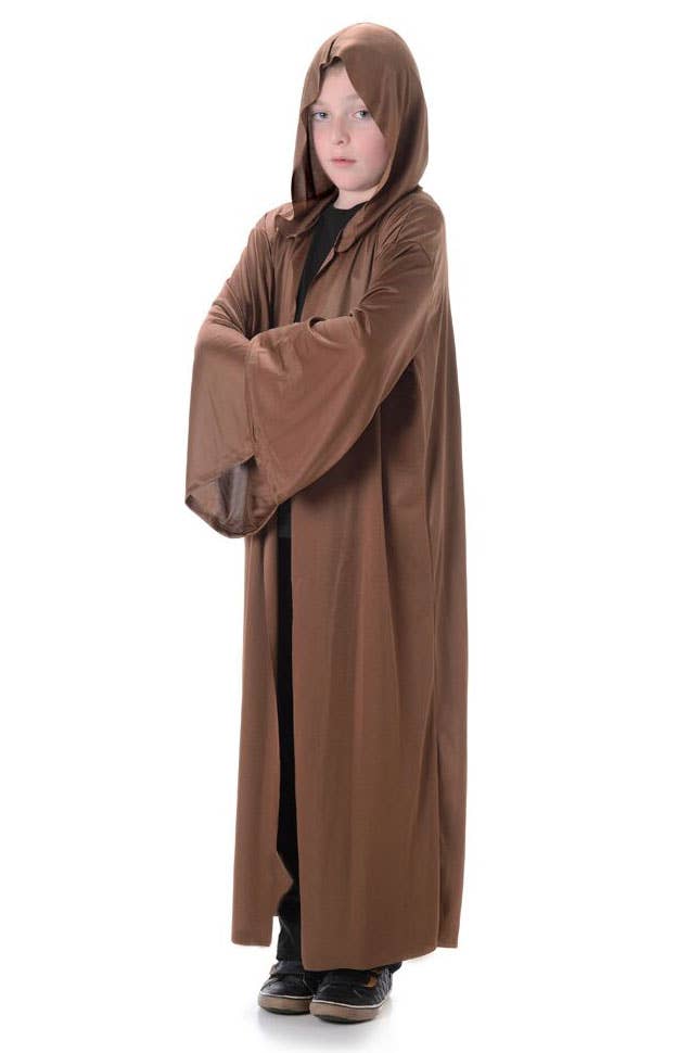 Hooded Boys Brown Jedi Costume Robe