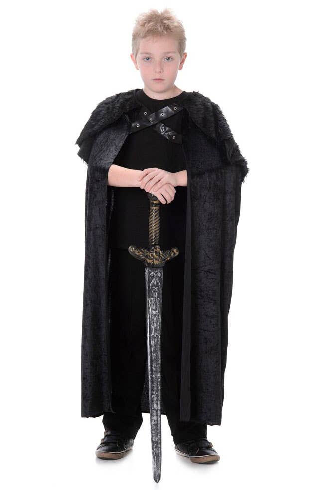 Long Black Furry Boys Halloween Costume Cape