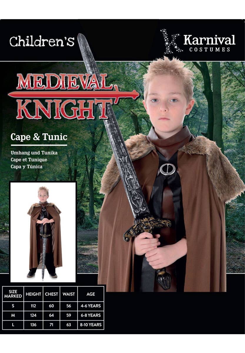 Brown Fur Kids Medieval Costume Cape Packaging Image