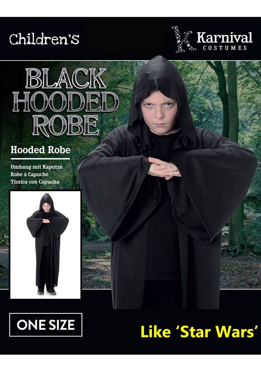 Black Hooded Robe Boys Halloween Costume Packaging Image