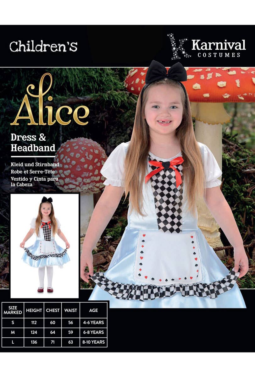 Children's Alice in Wonderland Fancy Dress Book Week Costumes for Girls - Package Image