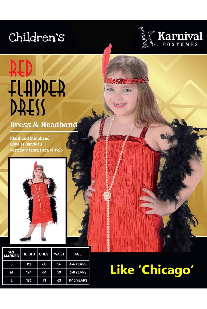 Red Flapper Girls 1920s Fancy Dress  Great Gatsby Costume - Packet Image