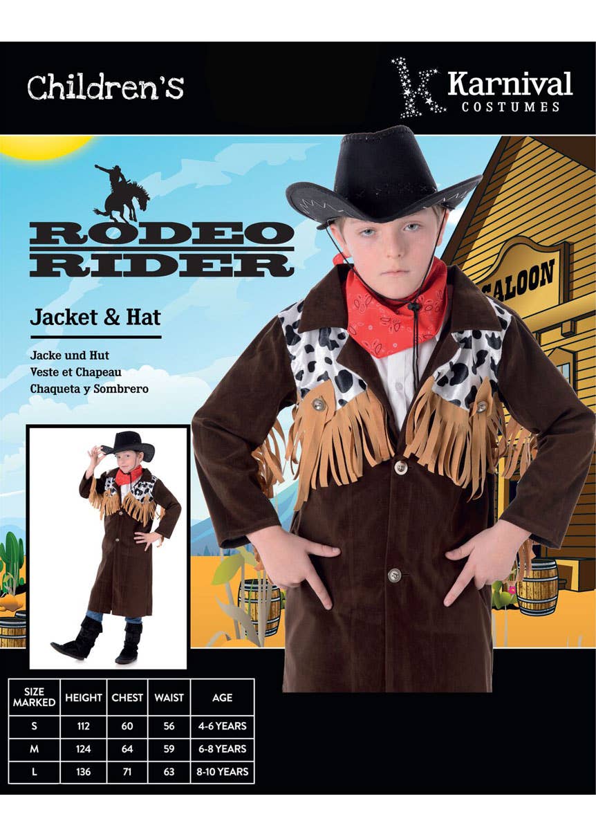 Long Brown Faux Suede Wild West Gunslinger Cowboy Costume for Boys - Alternative Image