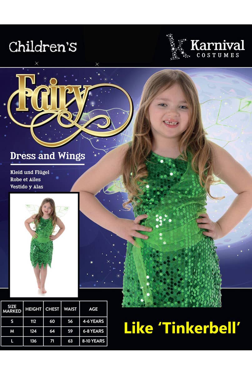 Girls Green Tinkerbell Fancy Dress Costume Packaging Image