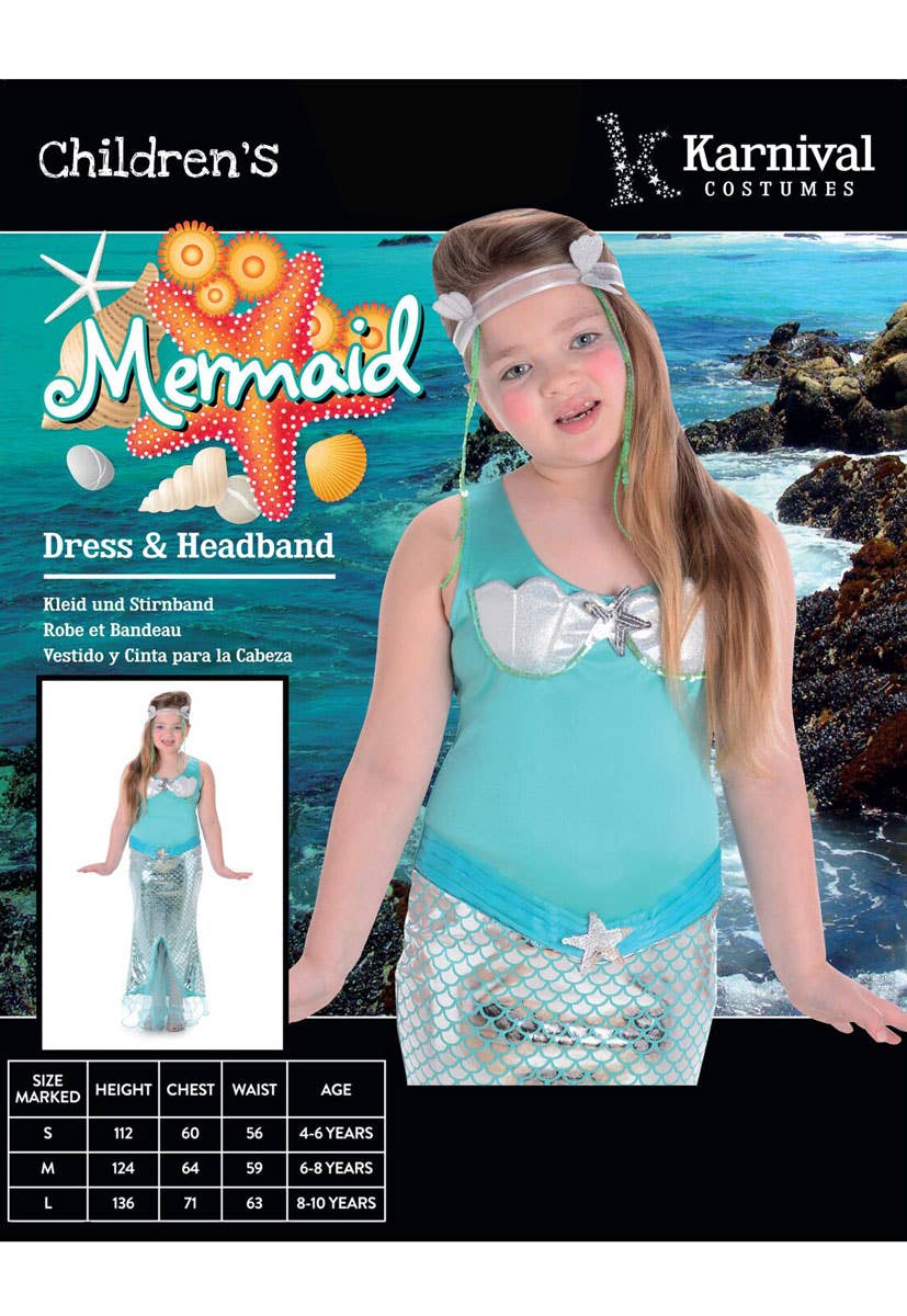 Girls Blue Mermaid Fancy Dress Costume Packaging Image