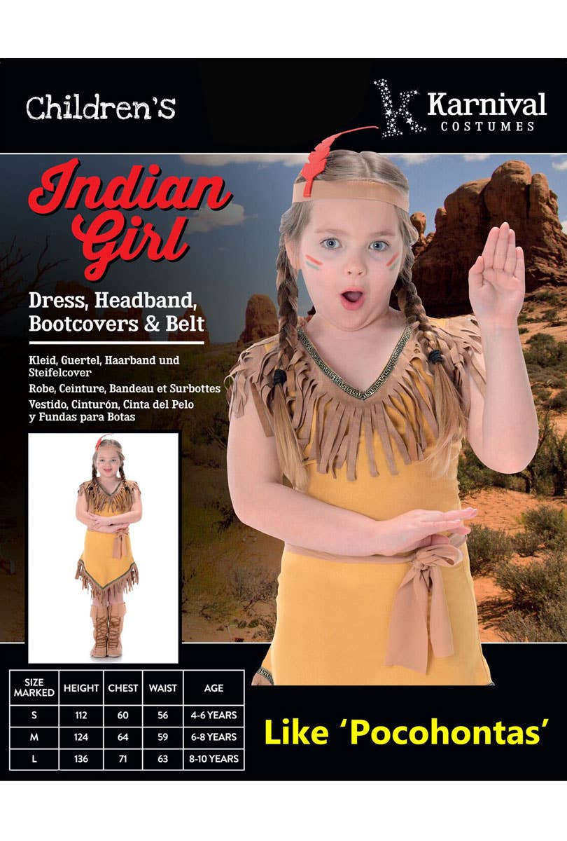 Girl's Pocahontas Native American Costume Packaging Image