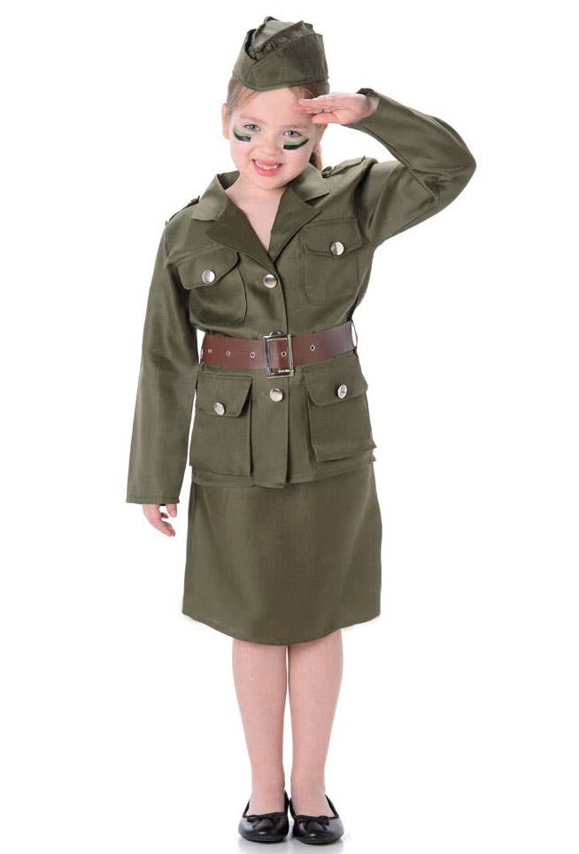 Girls Army General Fancy Dress Costume Main Image