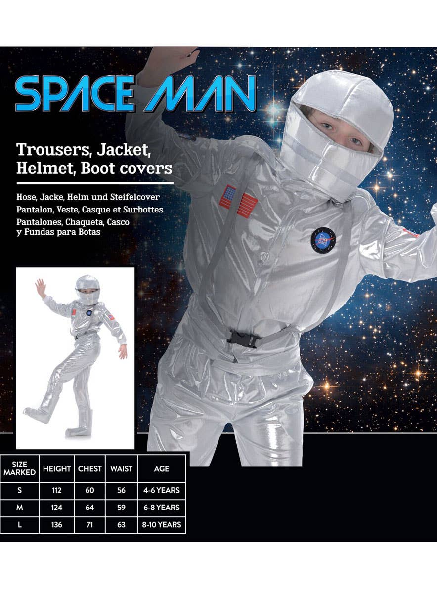 Metallic Silver Space Man Boy's Astronaut Costume - Packaging Image