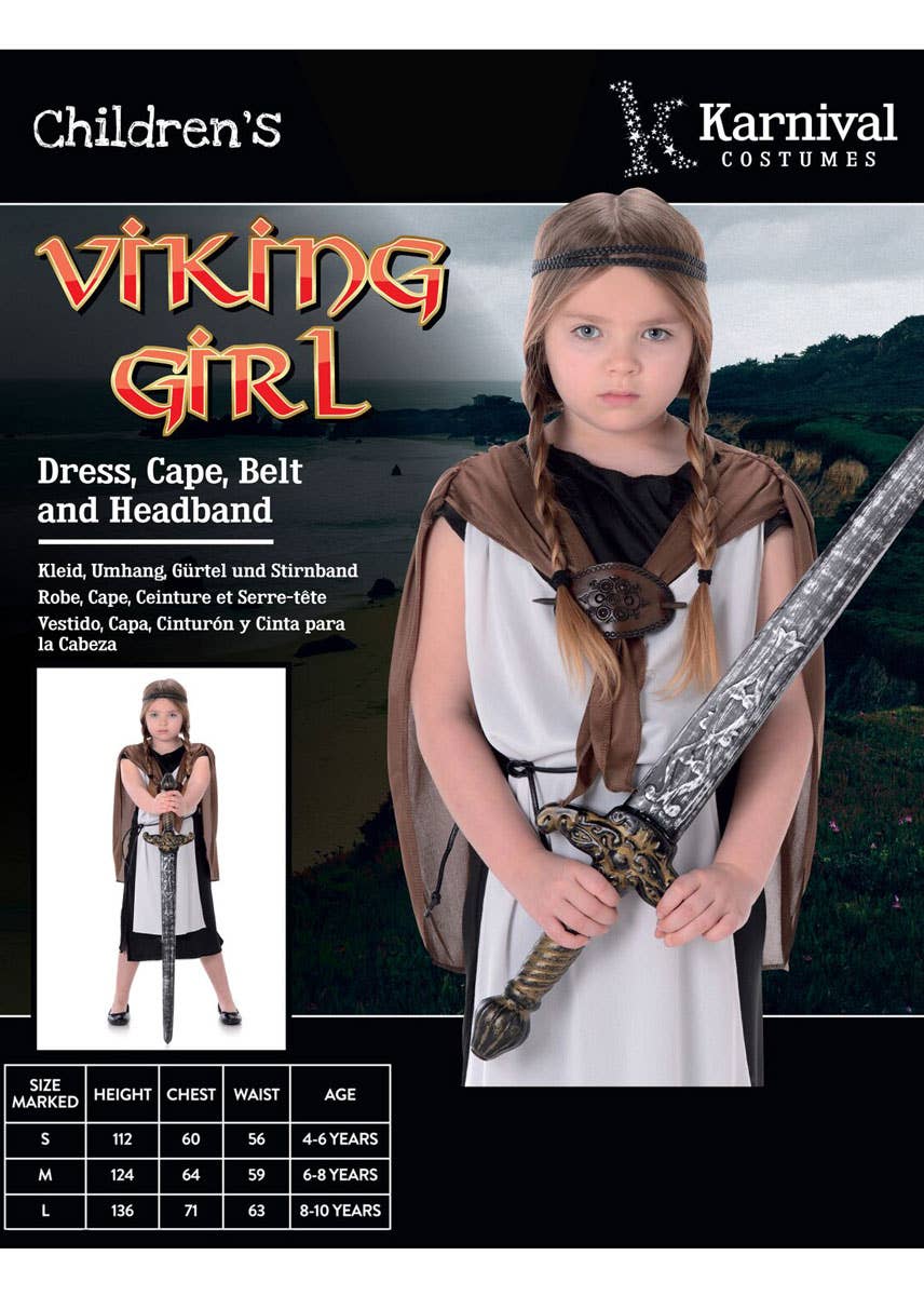 Girl's Shield Maiden Viking Costume - Packaging Image