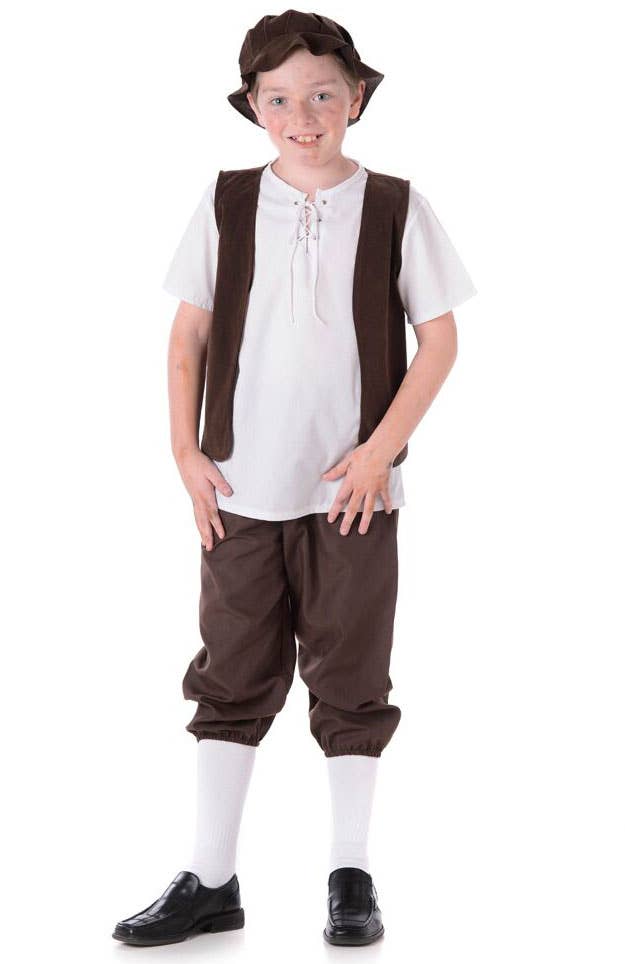 Short Sleeve Tudor Boy Medieval Costume for Boys - Main Image