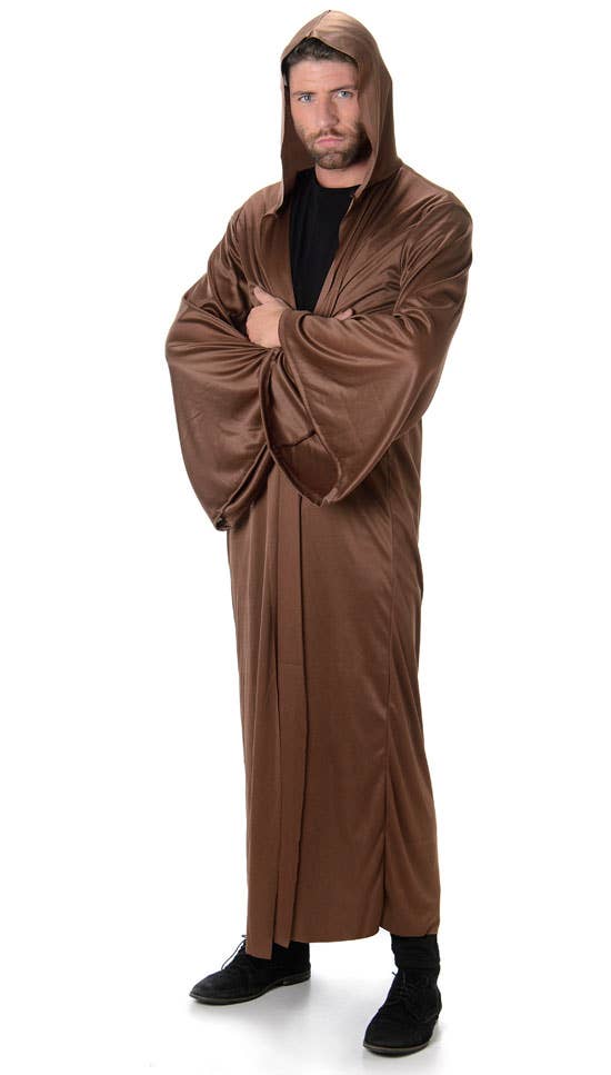 Men's Brown Hooded Fancy Dress Costume Robe Alternate Image 2