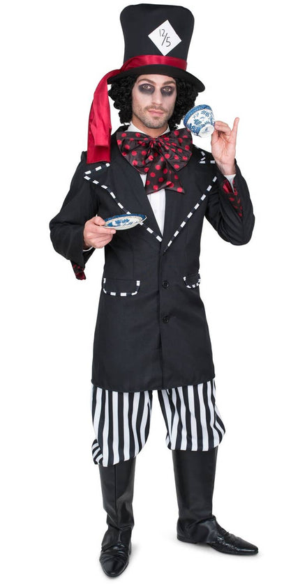 Men's Black Mad Hatter Fancy Dress Halloween Costume