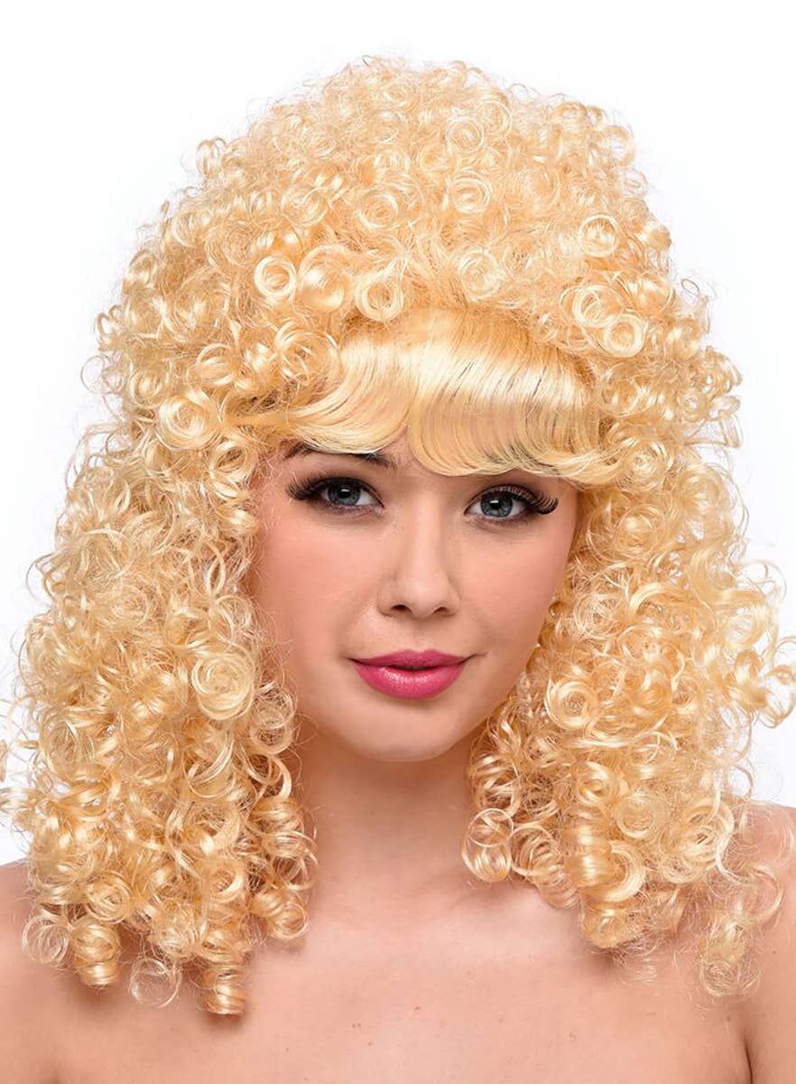 1980s Blonde Curly Music Star Wig | Womens Curly Costume Wig