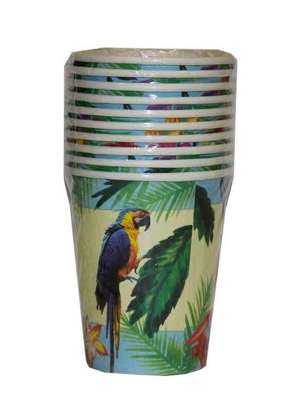 10 Pack Hawaiian Parrot Party Cups - Main View