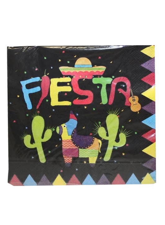 20 Pack Mexican Themed Black Party Napkins - Main View
