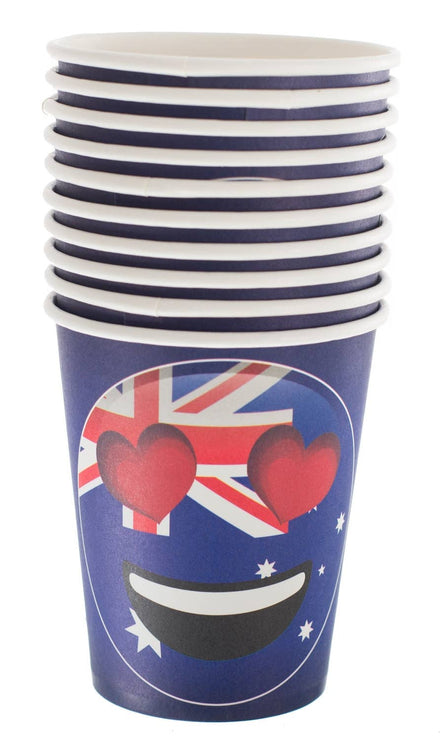 Australia Day Heart Eye Emoji 10 Pack Party Cups  Australia Day Merchandise - Main Image