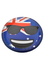 Cool Dude Emoticon Emoji Aussie Flag Australia Day Large Paper Plates